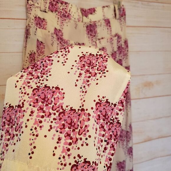 Stella Nova Sookie Silk Spandex Pleated Pants Lightweight Size 2 Pink Cream - Picture 10 of 13